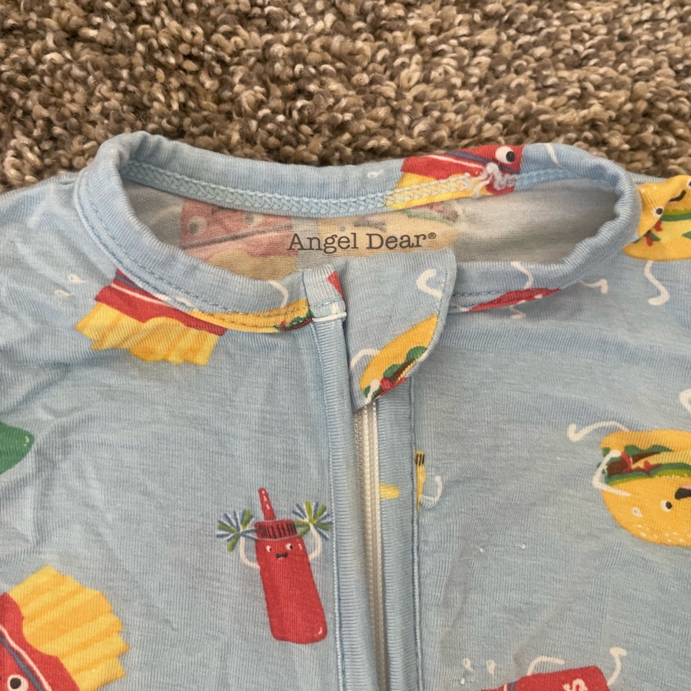 Angel Dear Hamburger & Fries Ketchup Mustard Bamboo Pajamas Size 0-3 Months - Picture 2 of 5